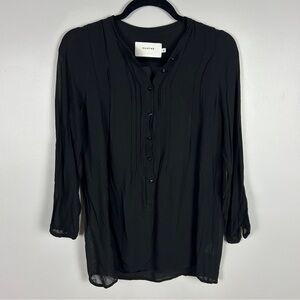MUNTHE Peasant Blouse Black Pintuck Pleats Size 8/38 Career Office Dressy